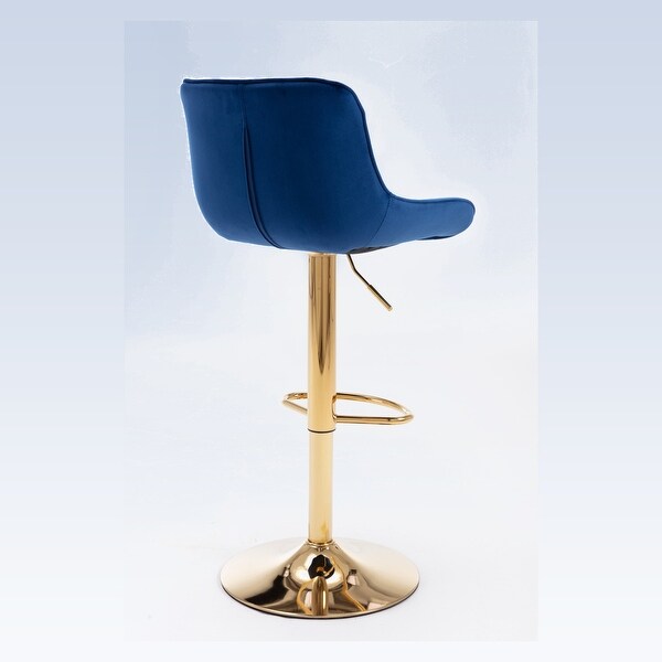 Modern Velvet Adjustable Bar Stools With Golden Base