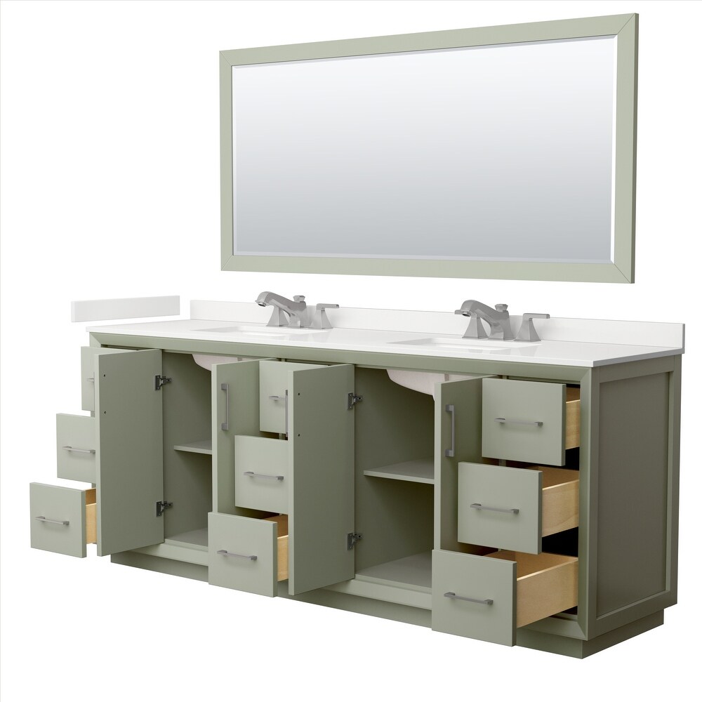 Strada 84 inch Double Vanity  Quartz Top  70 inch Mirror