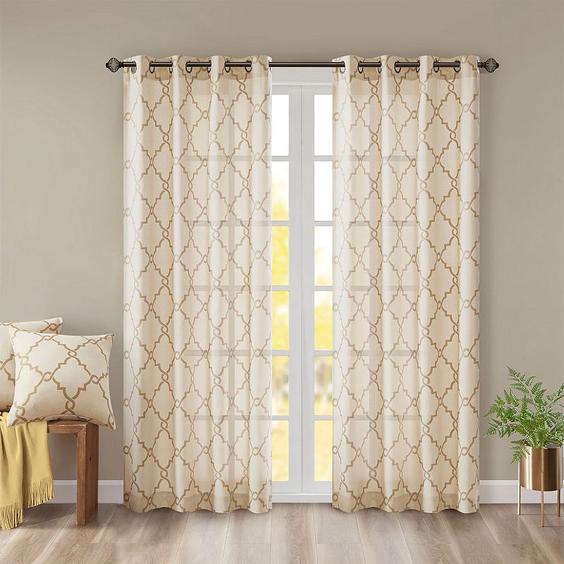 Madison Park 1-Panel Westmont Fretwork Print Light Filtering Window Curtain