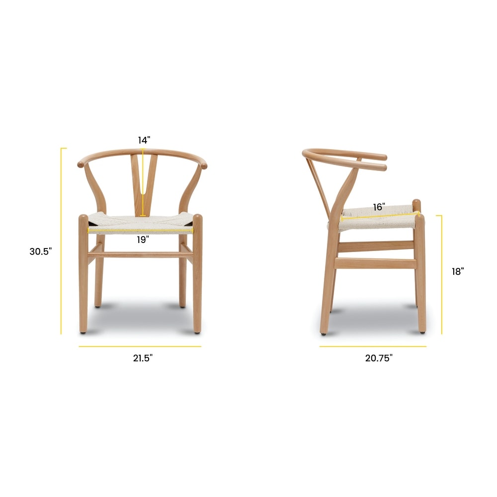 Poly and Bark Weave Chairs   Solid Wood Frame (Set of 2)