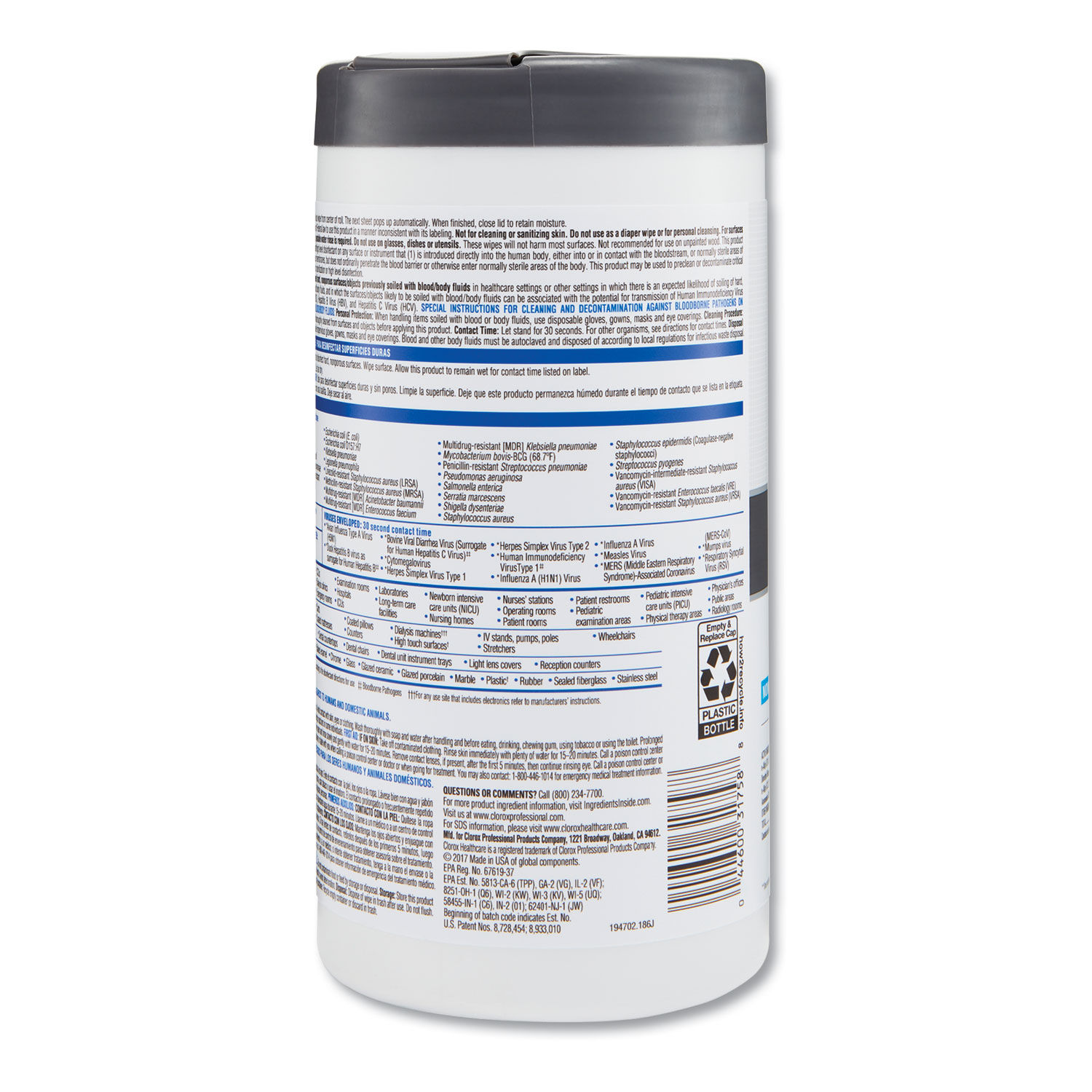 VersaSure Cleaner Disinfectant Wipes by Cloroxandreg; Healthcareandreg; CLO31758EA