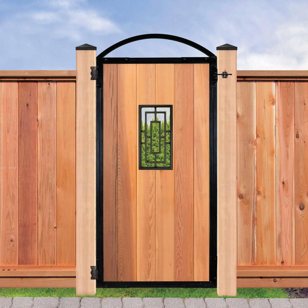 NUVO IRON Black Galvenized Steel 6-Board Gate Frame for 36.25 in. W Opening with Removable Arch PRO6