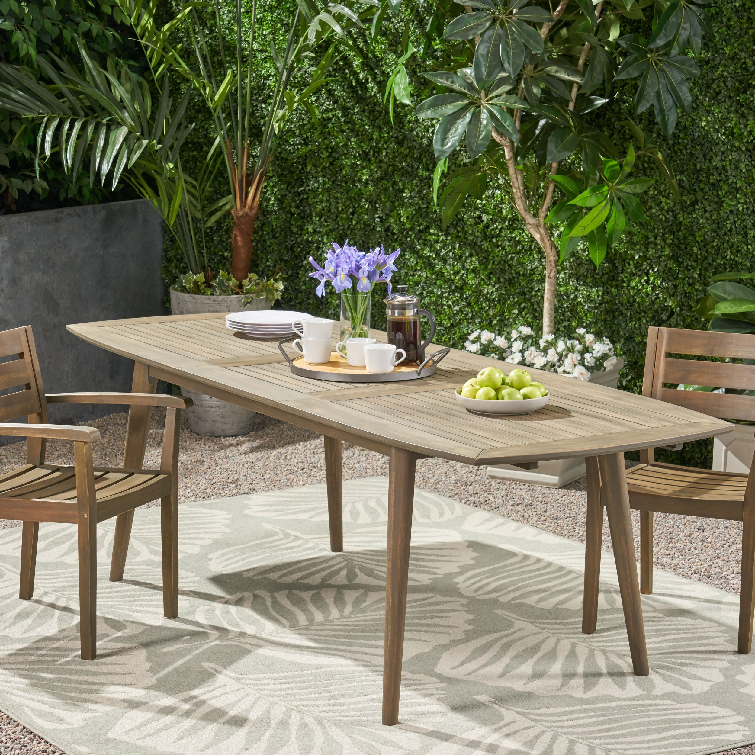 Stanford Outdoor Acacia Wood Expandable Dining Table