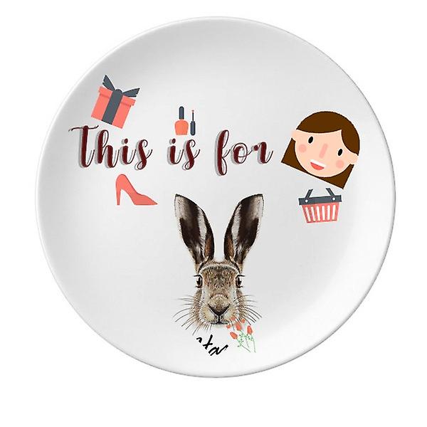 Grey Big-nosed  Hare Picture Decorative Porcelain 8 Inch Dinner Plate