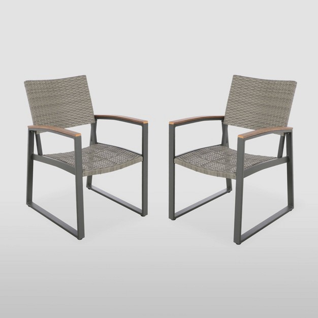 Glasgow 2pk Wicker Dining Chairs Gray Christopher Knight Home