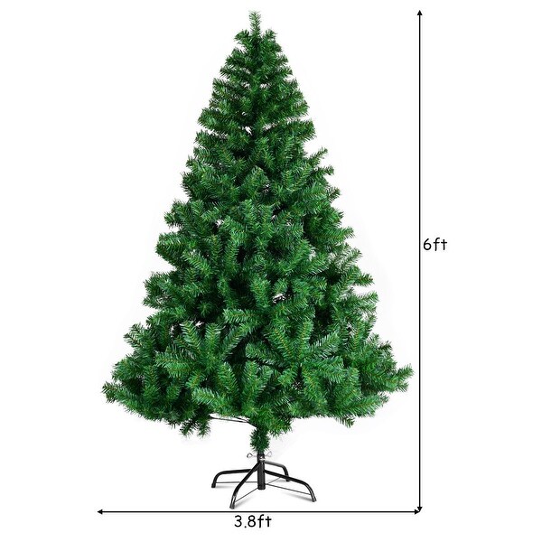 Costway 6FT PVC Artificial Christmas Tree 1000 Tips Premium Hinged w/