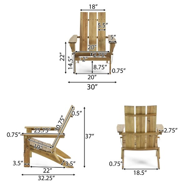 Zuma Outdoor Contemporary Acacia Wood Foldable Adirondack Chair by Christopher Knight Home