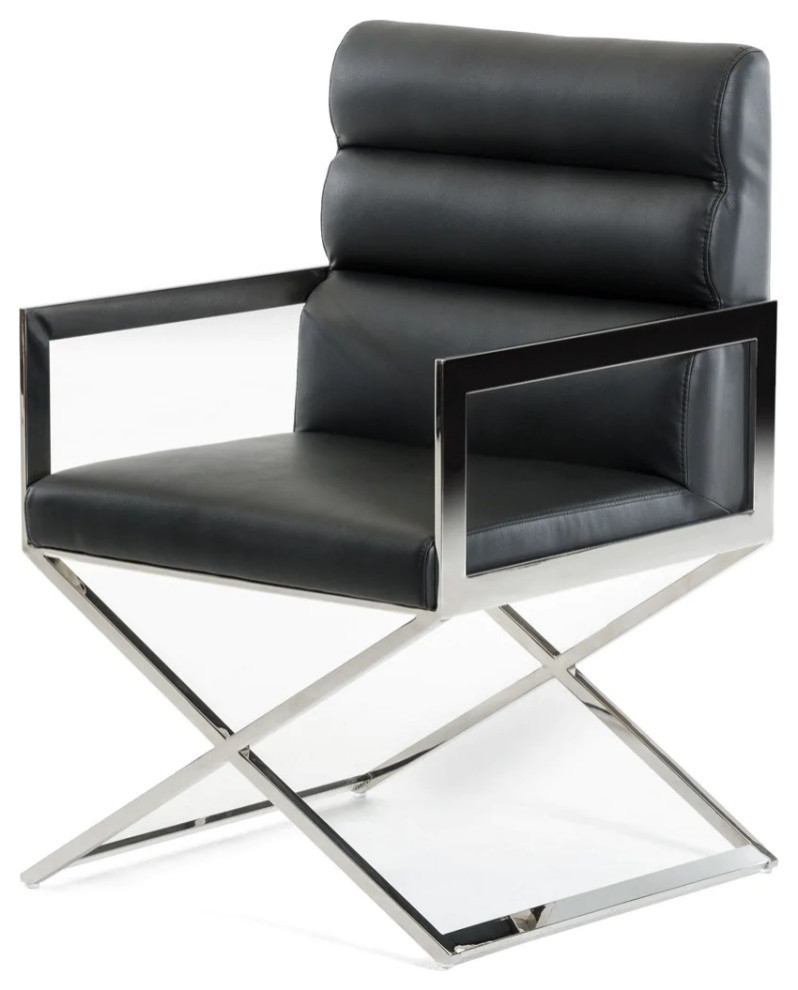 Nik Modern Black Leatherette Dining Chair  Set of 2   Contemporary   Dining Chairs   by V.S.D Furniture  Houzz