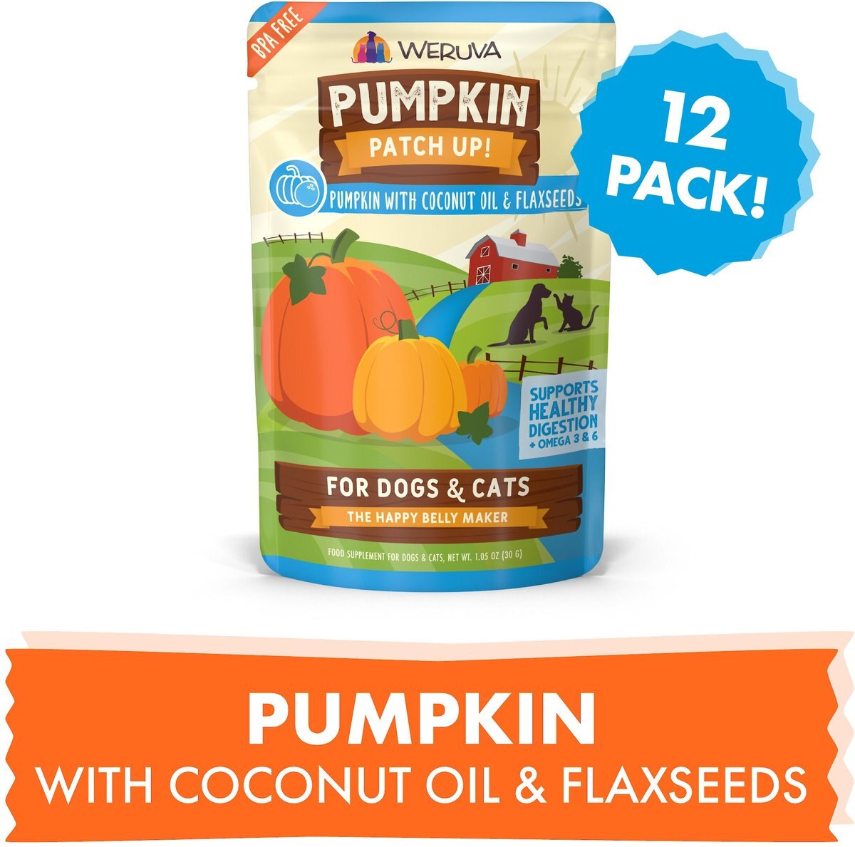 Weruva Pumpkin Patch Up! Pumpkin With Coconut Oil and Flaxseeds Dog and Cat Wet Food Supplement