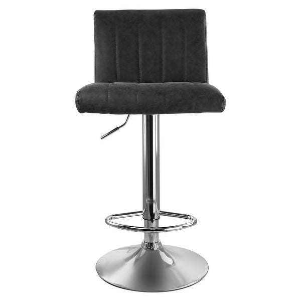 Elama 2 Piece Vintage Faux Leather Adjustable Bar Stool in Gray with Black Base