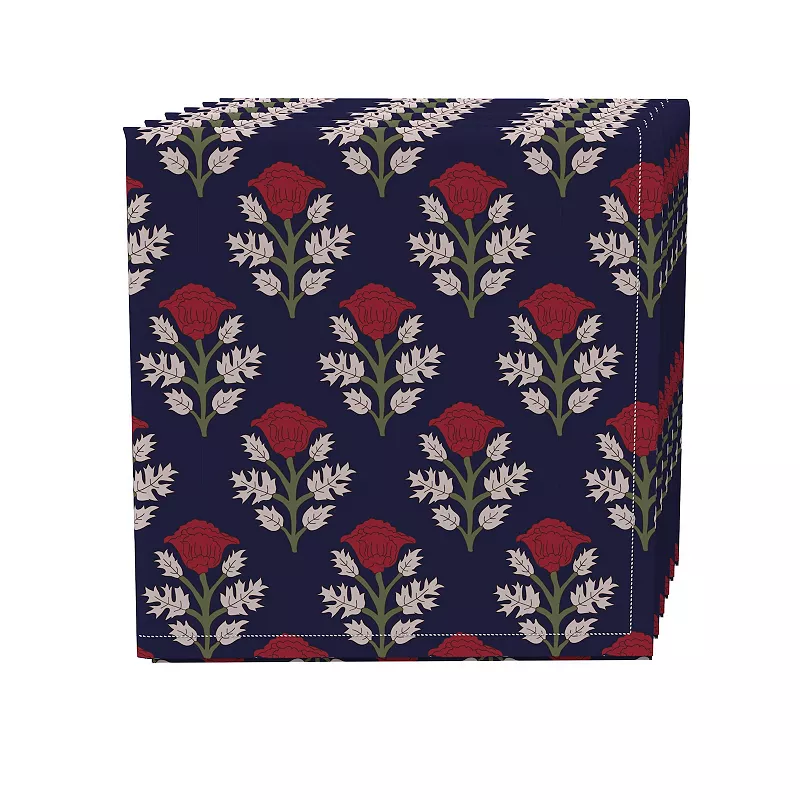 Napkin Set of 4， 100% Cotton， 20x20， Bouquet of Poppies