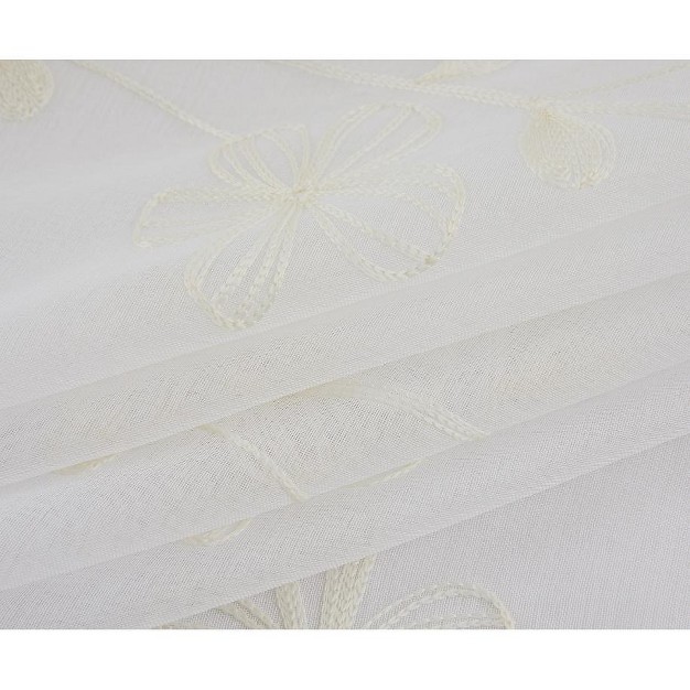 Trinity Semi Sheer Curtains 2 Panels Floral Embroidered Half Translucent Grommet Voile Drapes Farmhouse Window Treatments