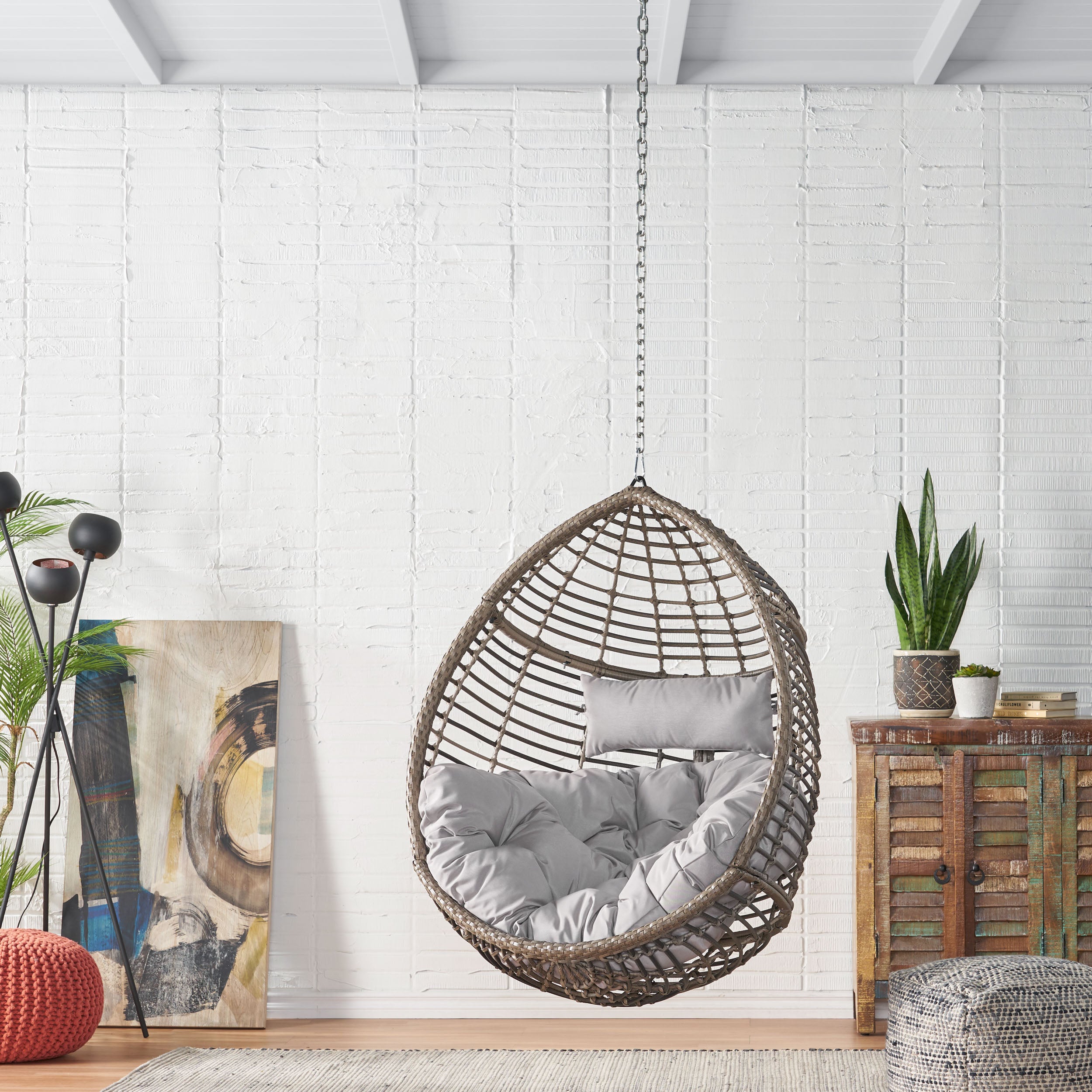 Hempstead Indoor/Outdoor Wicker Hanging Teardrop / Egg Chair (NO STAND)