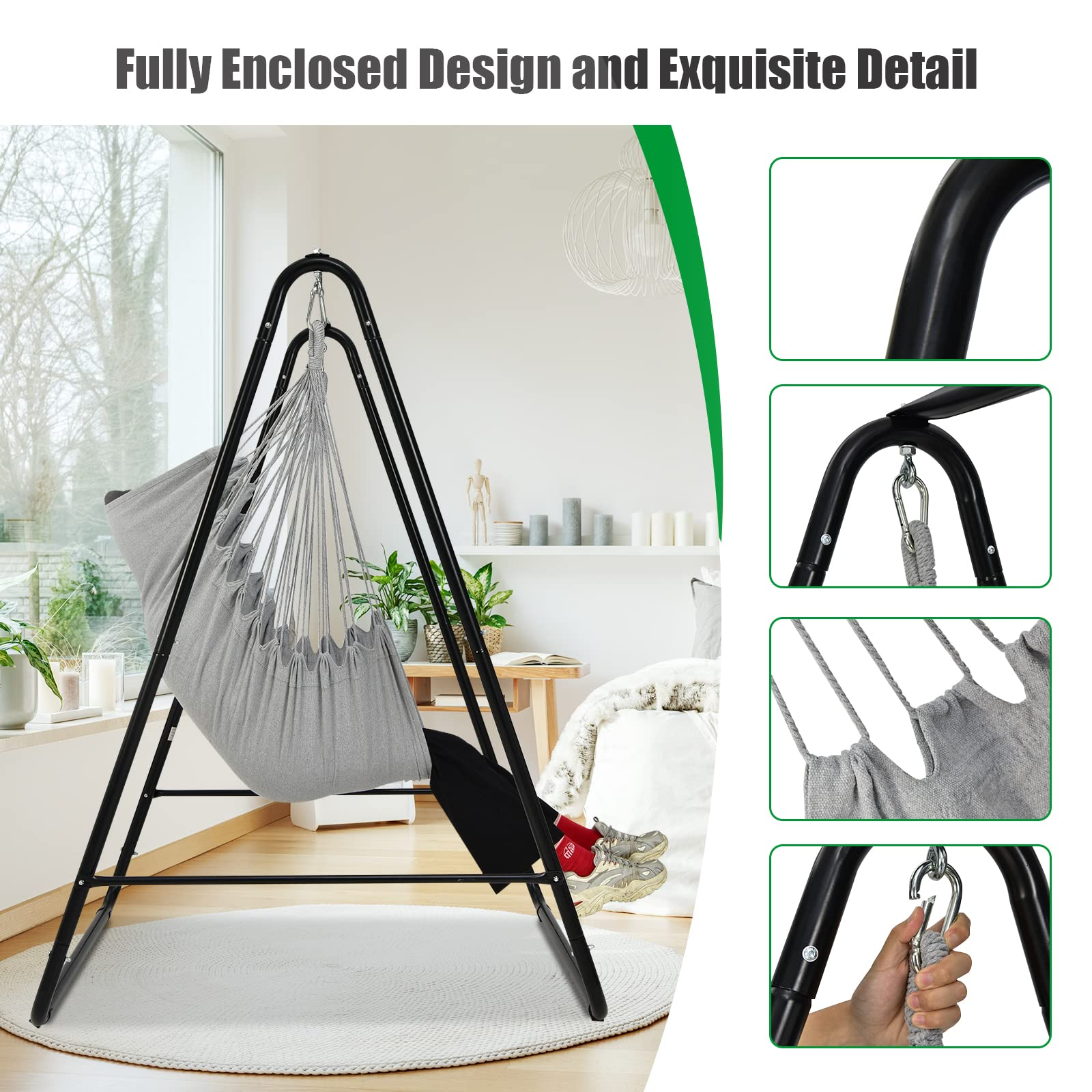 Heavy-Duty Powder-Coated Steel Stand with Hanging Swing Chair