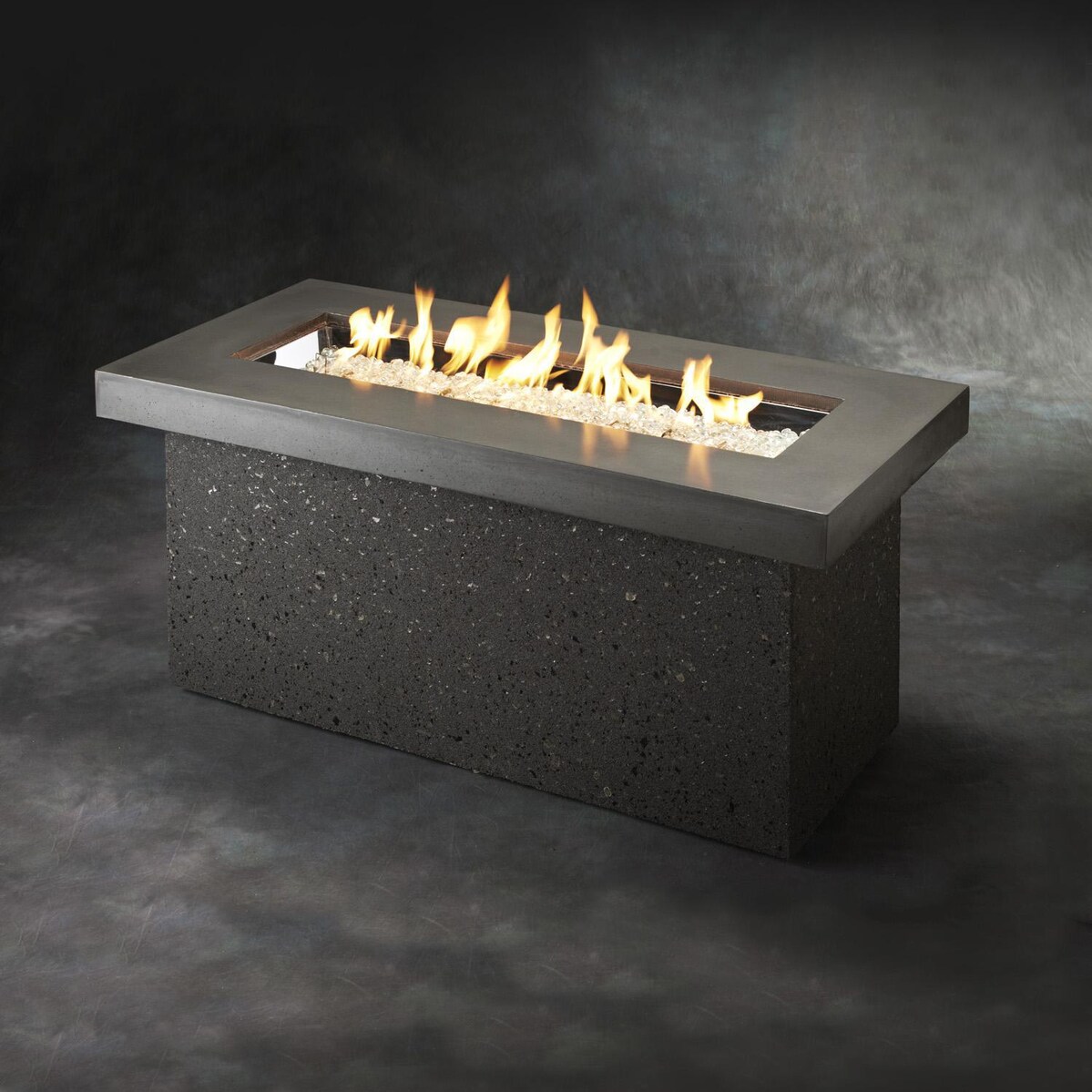 The Outdoor GreatRoom Company Key Largo 54-Inch Linear Propane Gas Fire Pit Table with 42-Inch Crystal Fire Burner