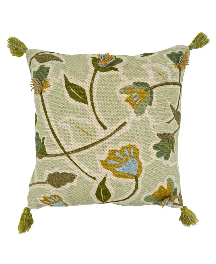 Saro Lifestyle Floral Embroidered Decorative Pillow， 20