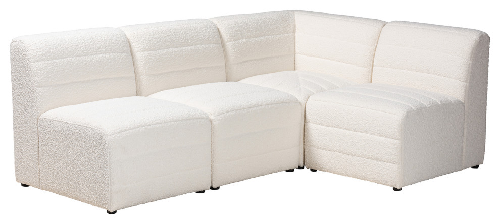 Salcombe Cream Boucle Collection   Transitional   Sectional Sofas   by Baxton Studio  Houzz