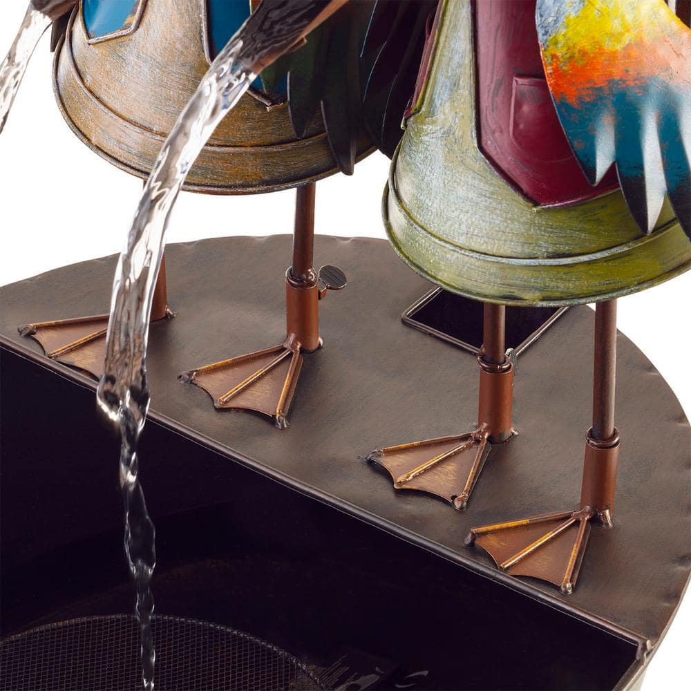 Alpine Corporation 20 in. Tall Outdoor Metal Crow Water Fountain Yard Art Decor NCY298