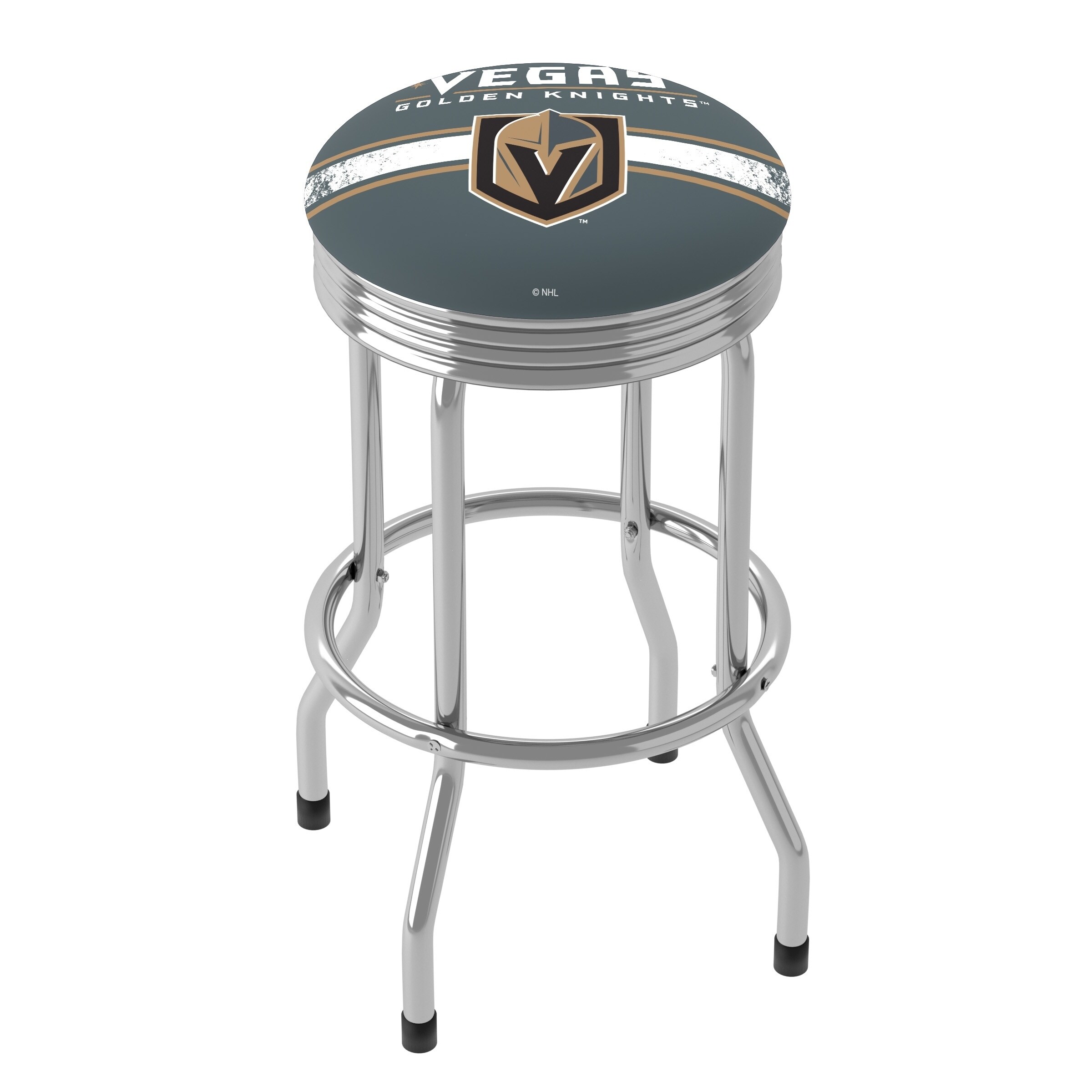 NHL Vegas Golden Knights 360 Degree Swivel Ribbed Barstool with Foam Padded Seat