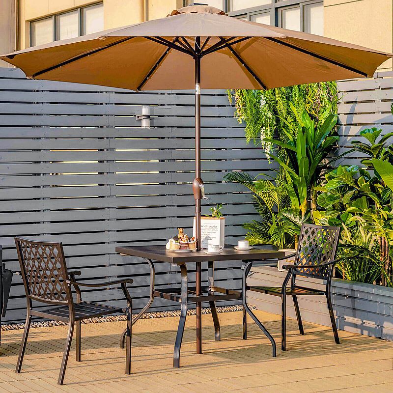 37 Inch Square Patio Dining Table with Umbrella Pole Hole