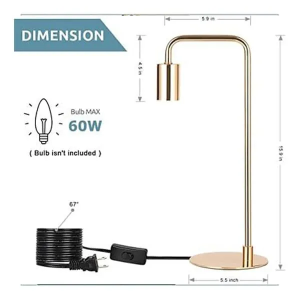 Set of 2 Industrial Table Lamps Gold Reading Lamp - 5.5