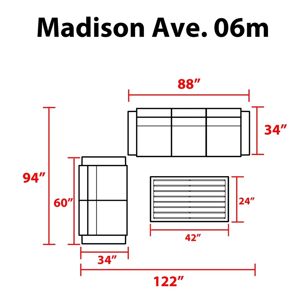 kathy ireland Homes   Gardens Madison Ave. 6 Piece Outdoor Aluminum Patio Furniture Set 06m