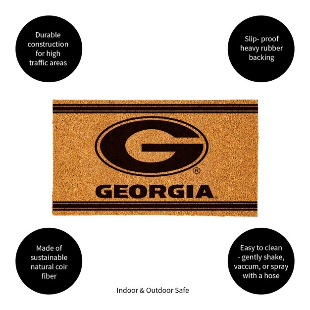 Evergreen University Of Georgia Logo Turf Mat Brown 28 X 16 Inches Indoor Outdoor Doormat