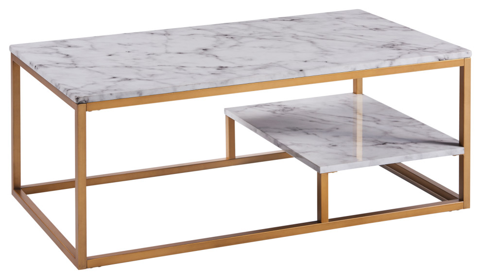 Marmo Coffee Table with Faux Marble Top   Contemporary   Coffee Tables   by TEAMSON US INC  Houzz