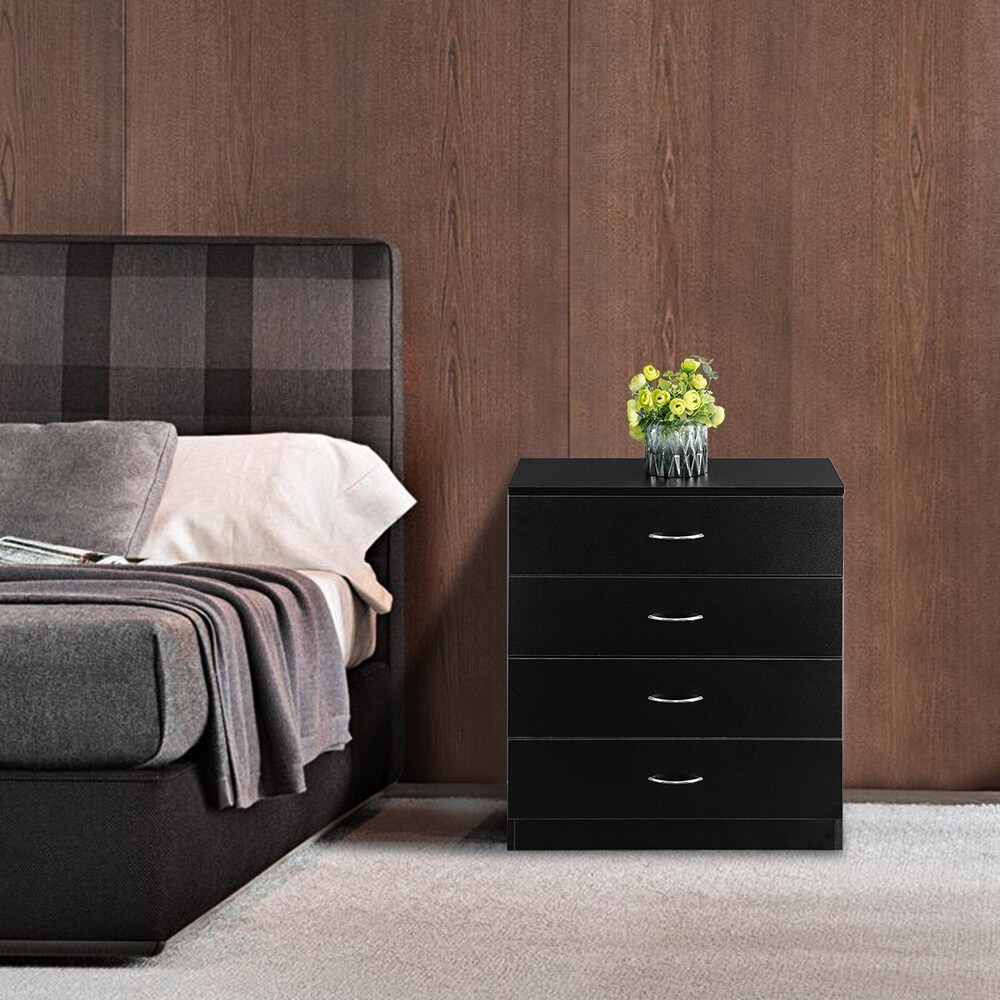 MDF Wood Simple 4 Drawer Dresser Black