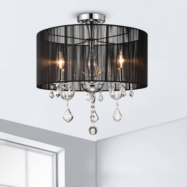 X 19 quot X 9 quot Round Satin Crystal Chandelier Black Warehouse Of 