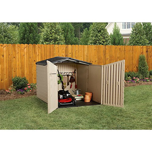 Rubbermaid Outdoor Slide-Lid Storage Shed, Beige, 6 ft. x 5 ft.