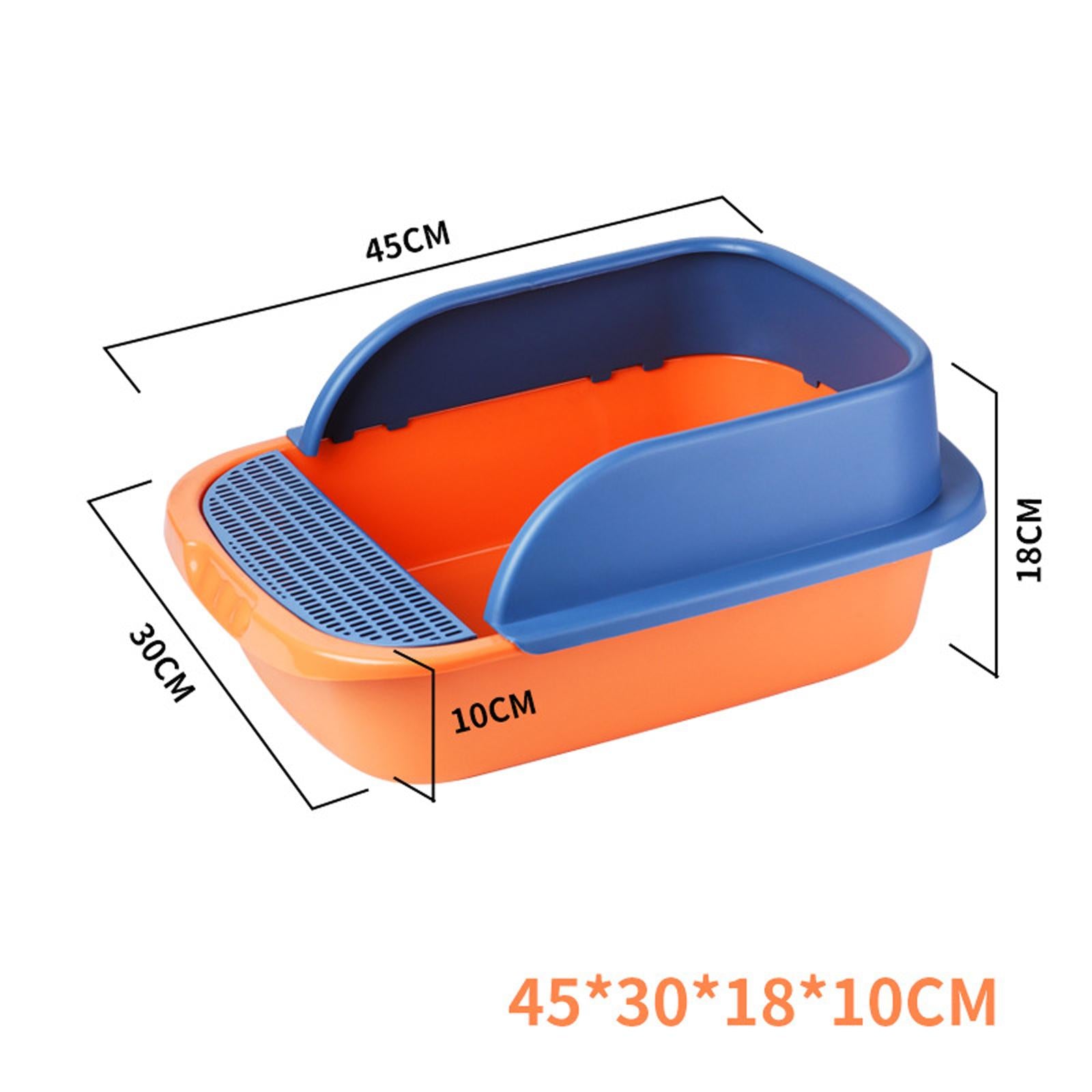 Semi Open Litter Box， Heighten Detachable Design Portable Bedpan Tray Splashing Toilet for Sand Box Supplies Travel Small Animals Orange