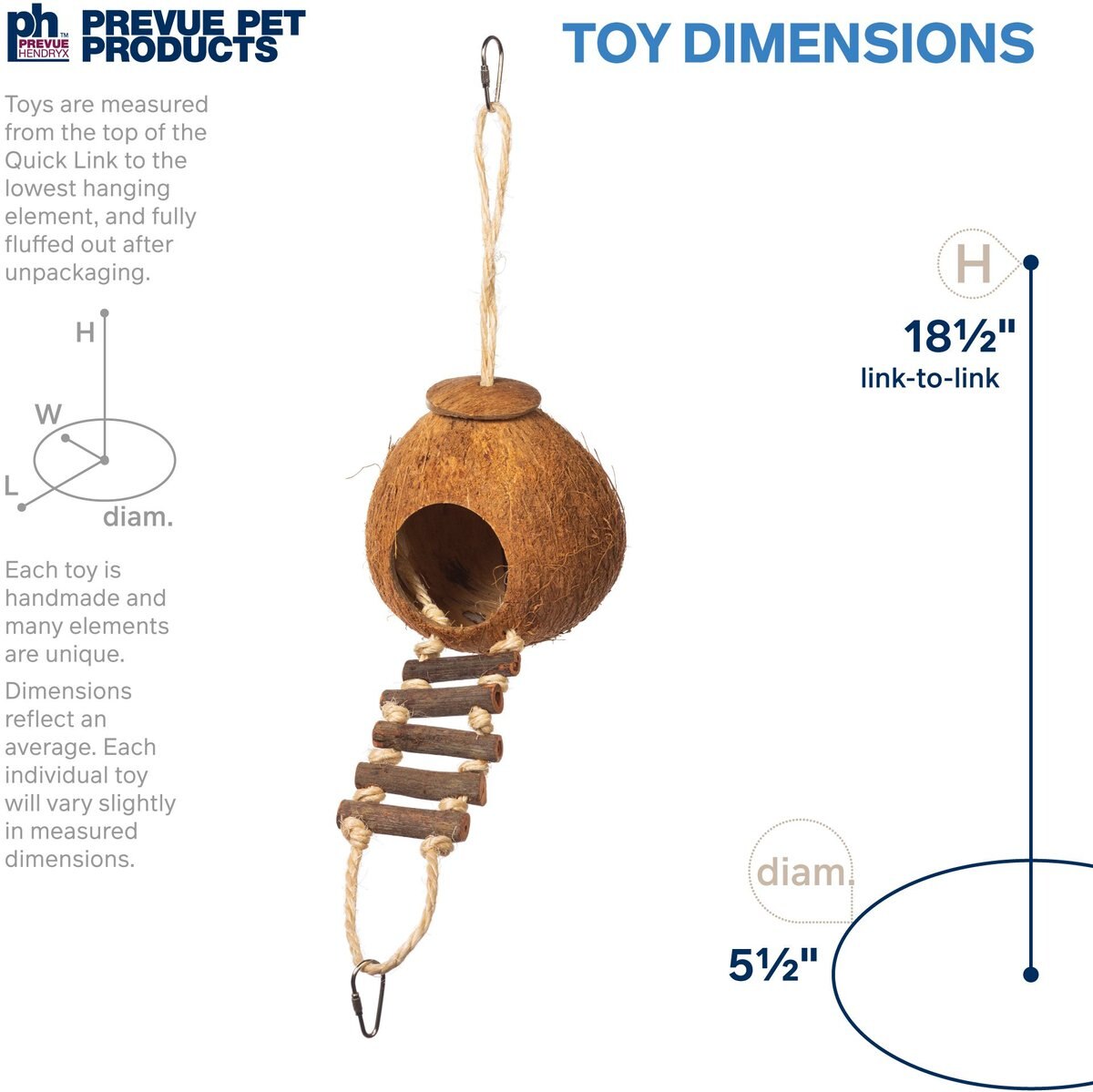 Prevue Pet Products Naturals Coco Hideaway with Ladder Bird Toy