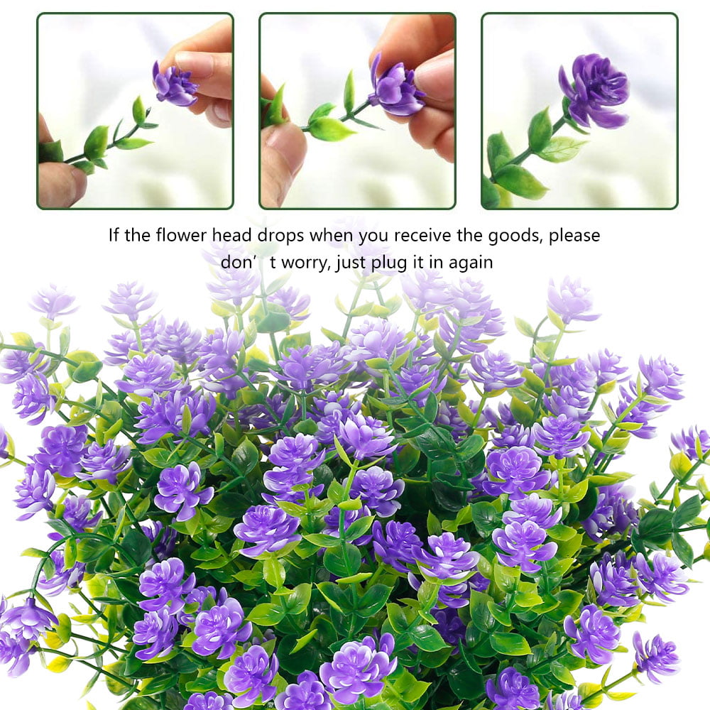 Willstar 6pcs Artificial Flowers , Hanging Planter Outdoor UV Resistant Shrubs Plants ,for Home Wedding Porch Window Patio and Garden Decor