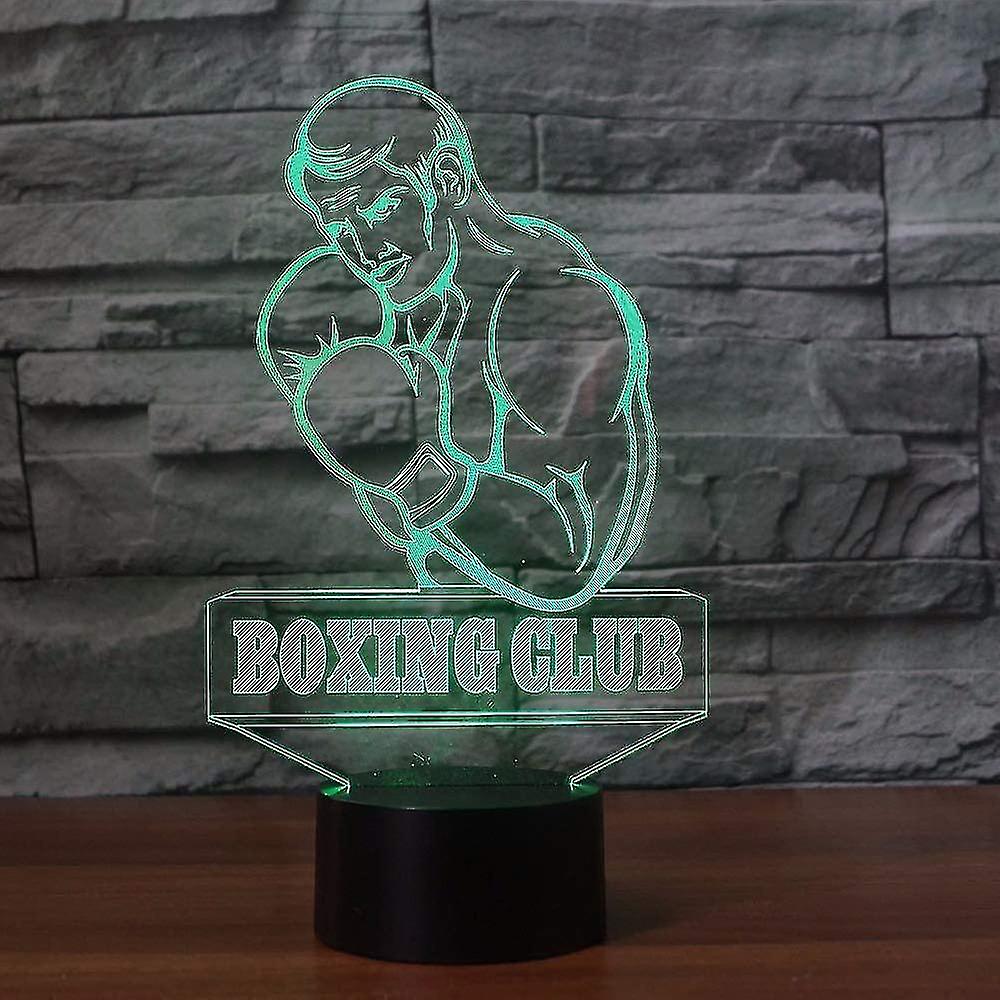 3d Visual Boxing Man Led Night Light Touch Table Desk Optical Illusion Lamps 7 Color Changing Lights