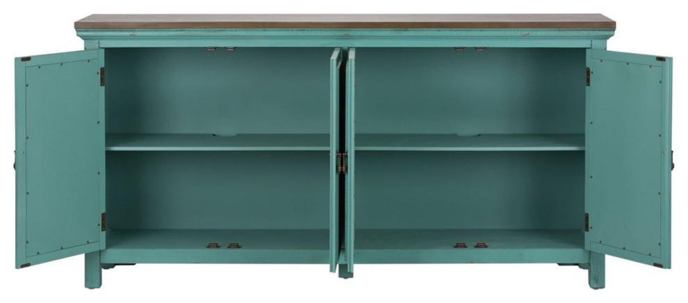 Liberty Furniture Kensington Four Door Accent Cabinet in Turquoise   Farmhouse   Accent Chests And Cabinets   by Unlimited Furniture Group  Houzz