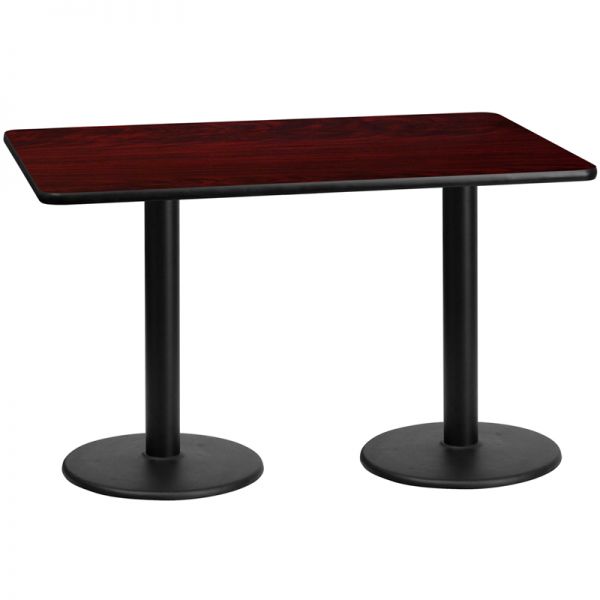 Graniss 30'' x 60'' Rectangular Mahogany Laminate Table Top with 18'' Round Table Height Bases