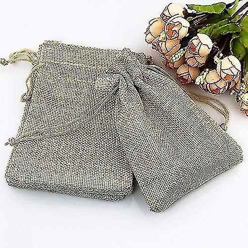 20pcs Heilwiy 5.1inx7.1in Brown Linen Burlap Bag， Mini Lightweight Gift Bags Breathable