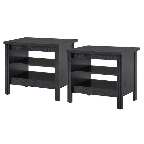 Classic End Table Nightstand， Side Table with Storage Shelf (Set of 2)