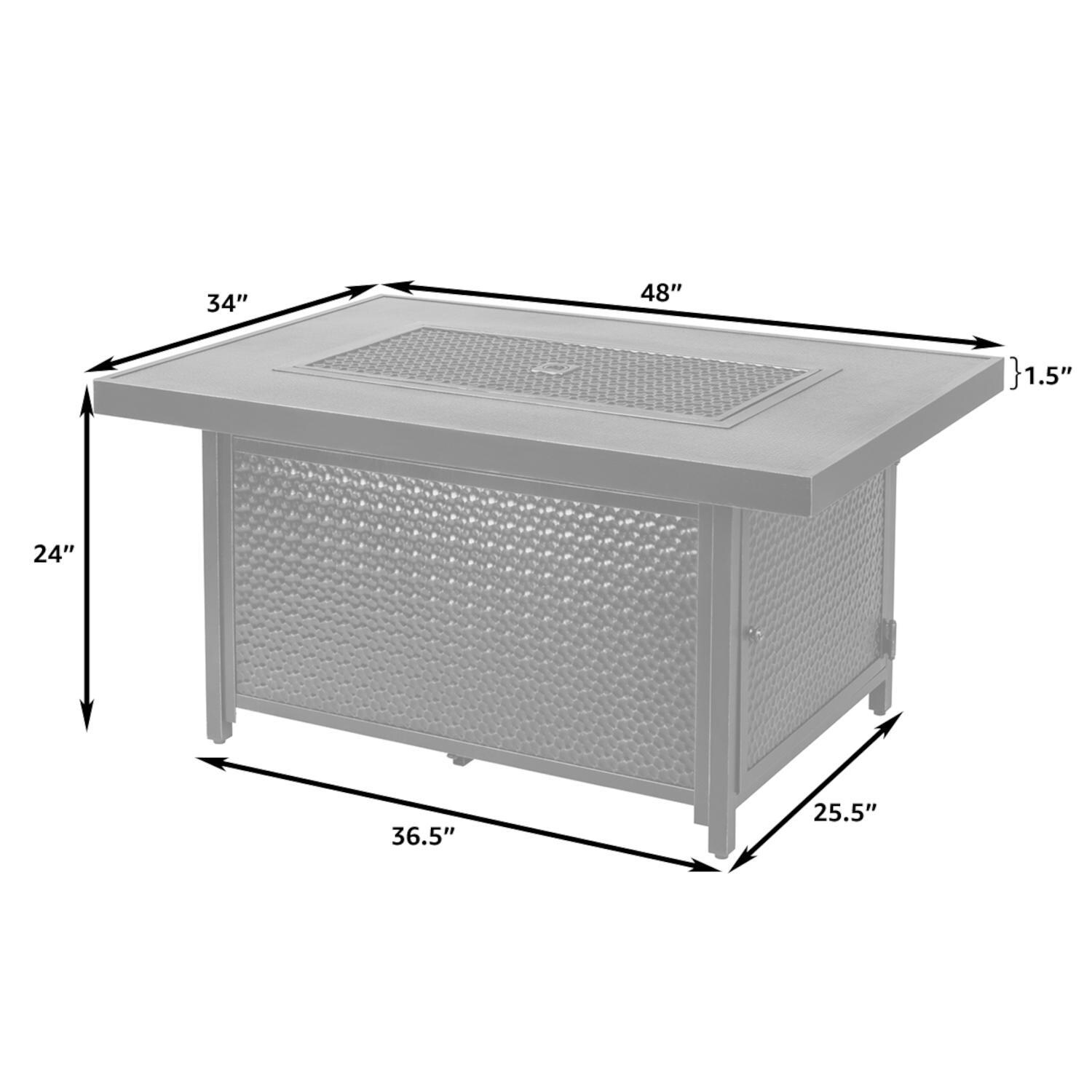 Ultimate Patio La flore 48-Inch Rectangle Aluminum Natural Gas Fire Pit