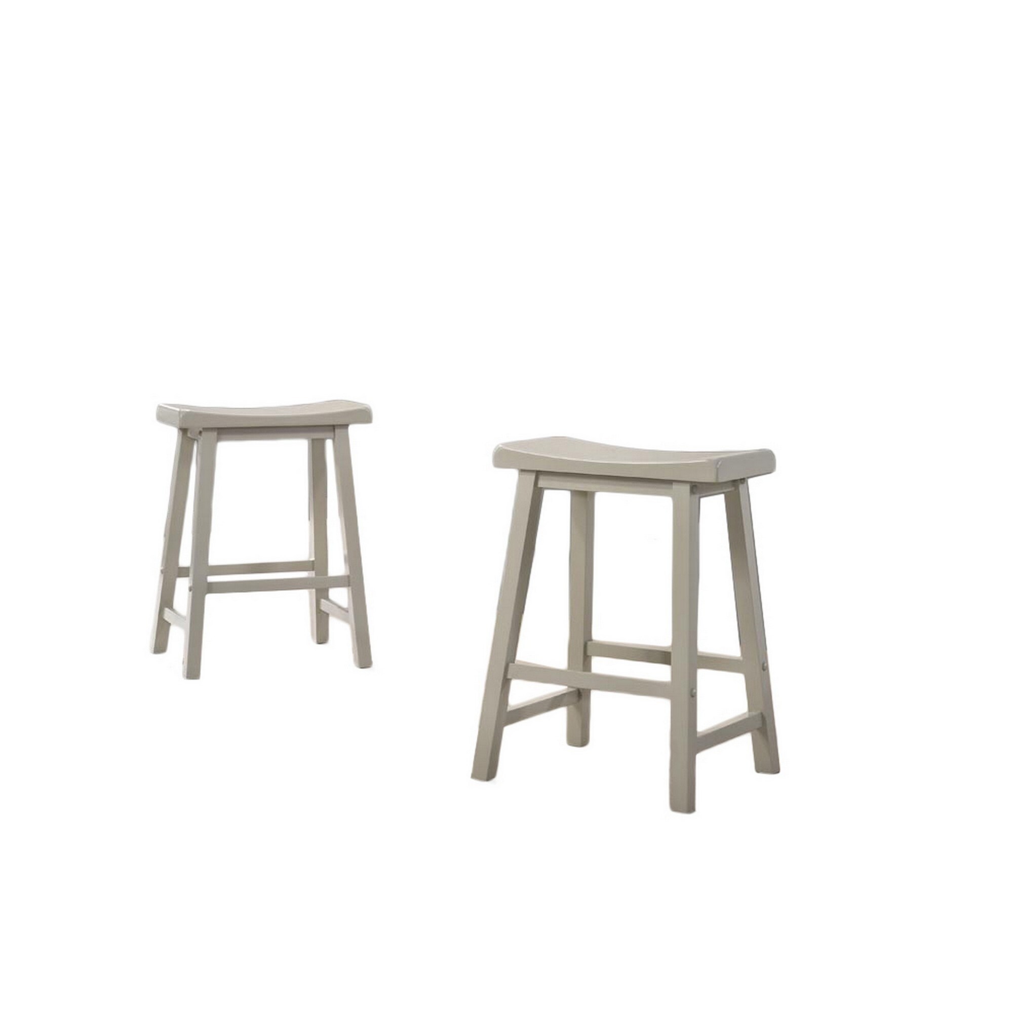 24 Inch Ergonomic Counter Height Stool， Set of 2， Curved Saddle Seat， Gray