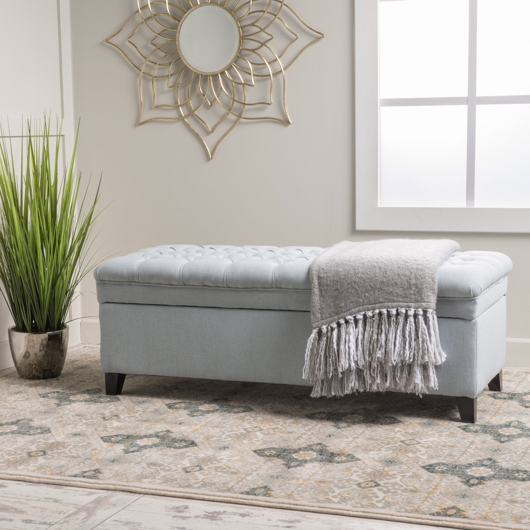 Laguna French Style Tufted Fabric Storage Ottoman Bench