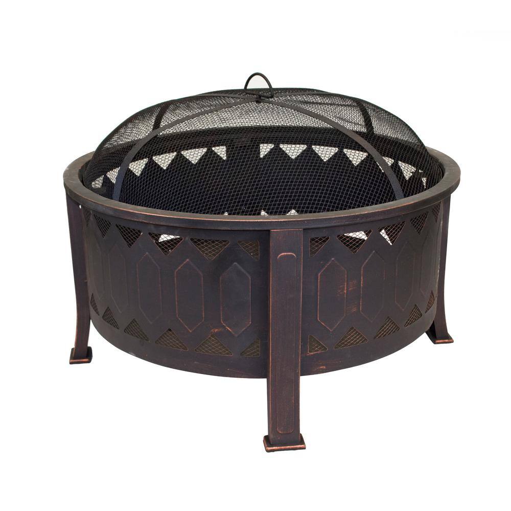 29.75 in. W x 24 in. H Outdoor Round Leisure Metal Wood Burning Fire Pit in Oil Rubbed Bronze 5503