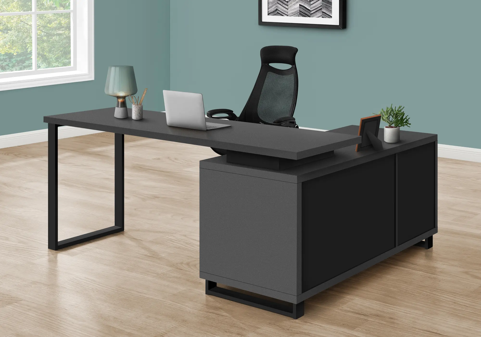 Monarch Gray 72 L Shaped Computer Desk