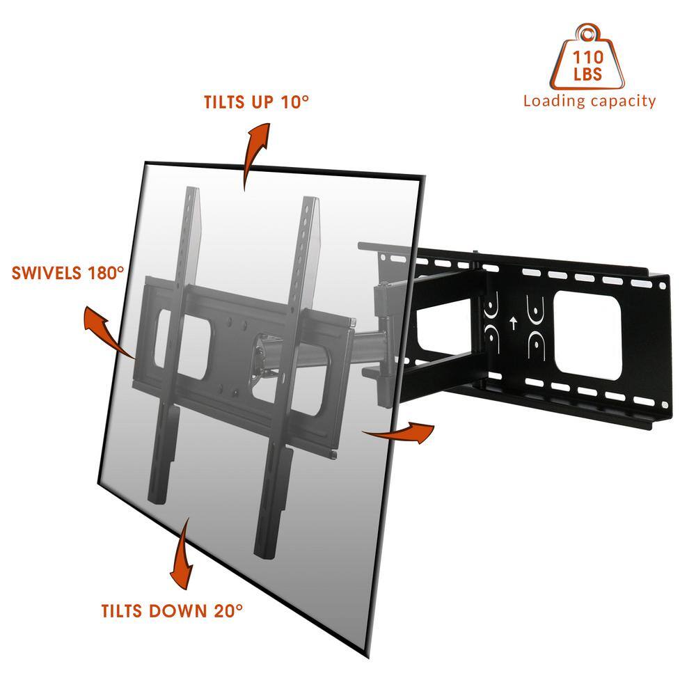 MegaMounts 32 in. to 70 in. Full Motion Wall Mount in Black 98594974M