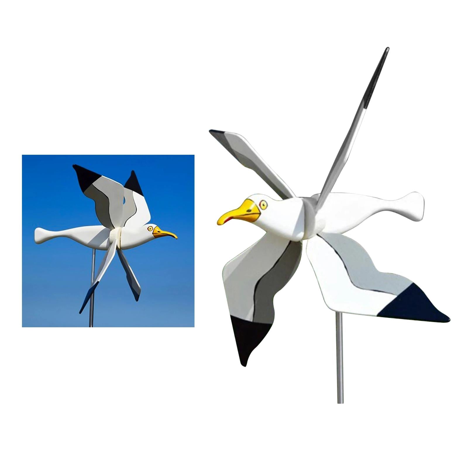 2 Pieces Seagull Windmill Garden Ornaments for Patio Outdoor Garden Decoration