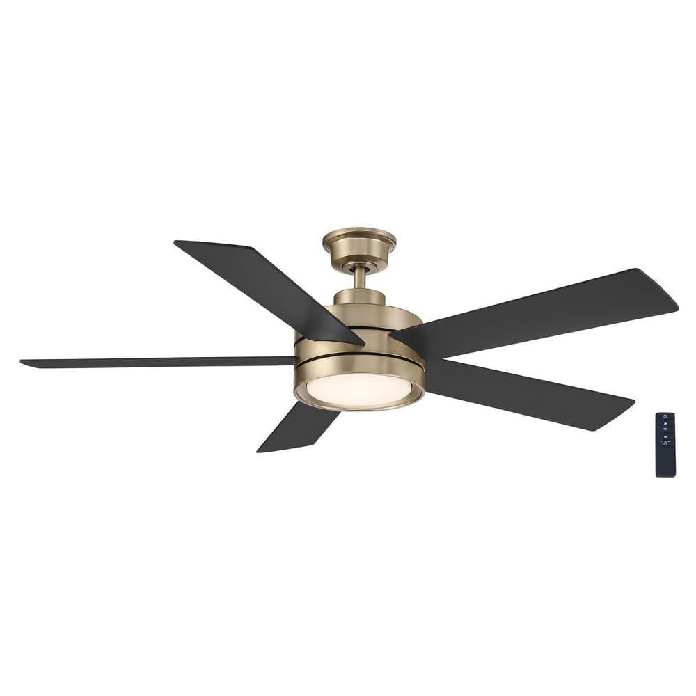 Home Decorators Collection Baxtan 56 in Integrated LED Indoor Gold Ceiling Fan with Light and Remote Control