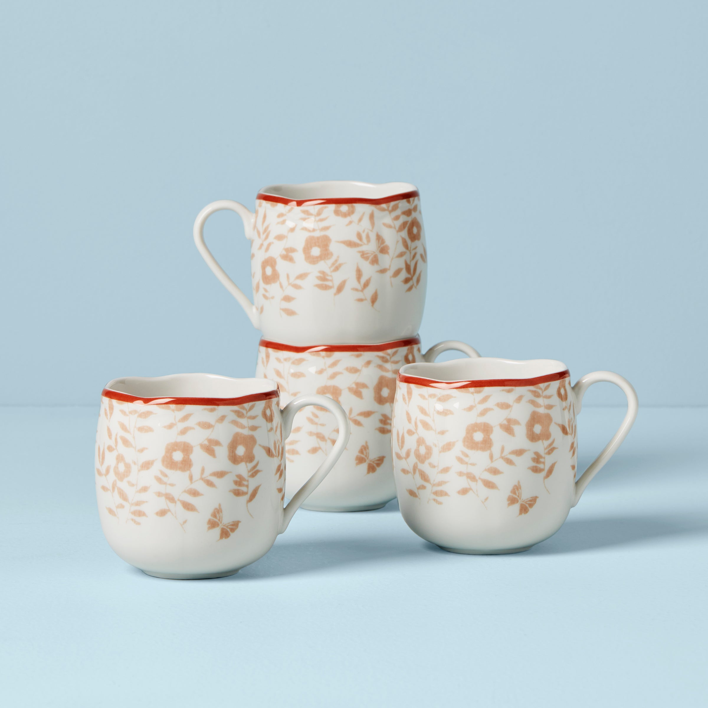 Butterfly Meadow Cottage 4-Piece Mugs