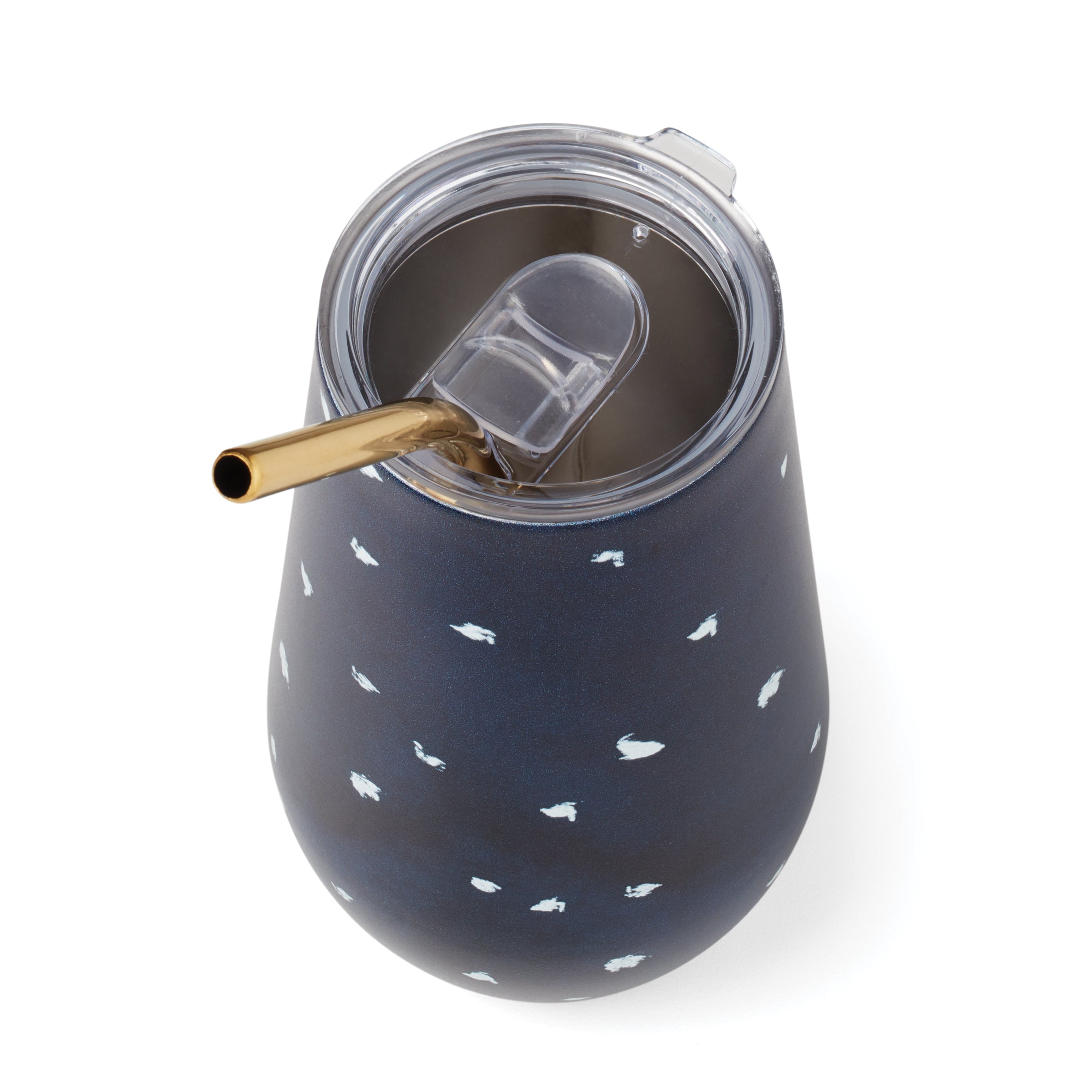 Blue Bay Dot Stainless Steel Wine Tumbler & Straw