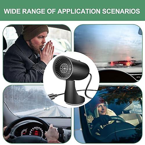 Car Defroster，Car Dryer | 2 in-1 Fast Heating or Cooling Fan， Portable Heater for Car with 360-Degre